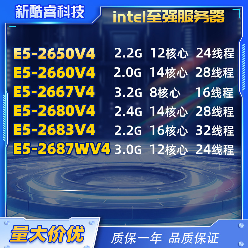 เซิร์ฟเวอร์ Intel Xianqiang รุ่น E5-2650V4, 2660V4, 2667V4, 2680V4, 2683V4, 2687Wv4