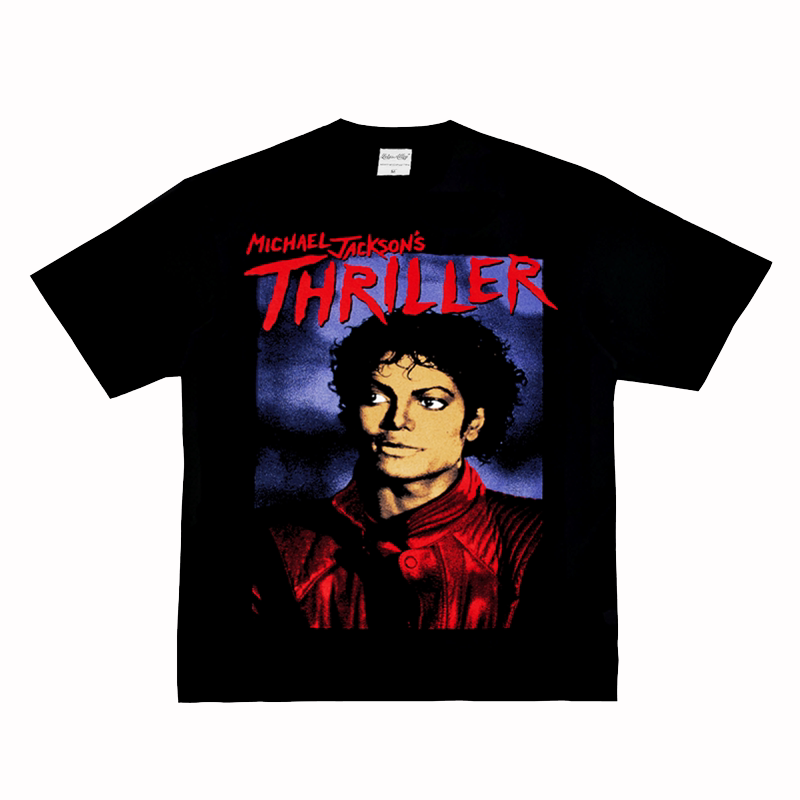 Mj Michael Jackson Retro American Style Small Neckline Heavyweight Pure Cotton Short and Long Sleeve T-Shirt Mj Michael Jackson Retro American Style Small Neckline Heavyweight Pure Cotton Short and Long Sleeve T-Shirt