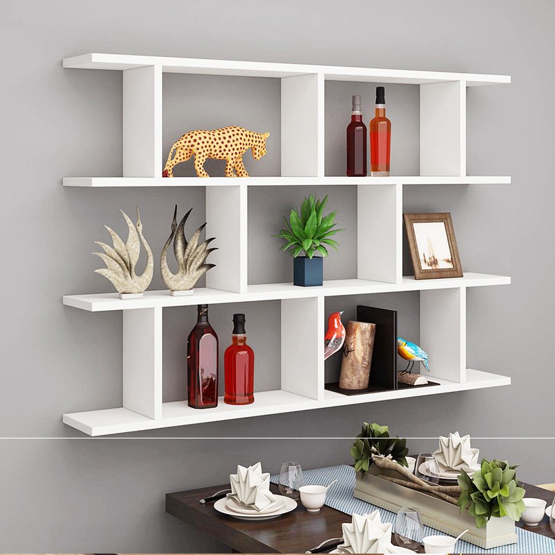 Grid Wall Bookcase Wall Locker Shelf Creative Intake Bedroom New Partition Room Living-room Storage Deck Hanger Cabinet Bag