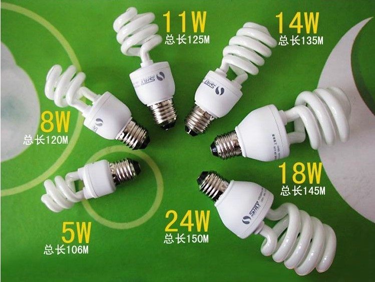 Shanghai Luyuan energy-saving bulb semi-spiral 5w8w11w14w18w24w E27 screw-Port energy-saving lamp