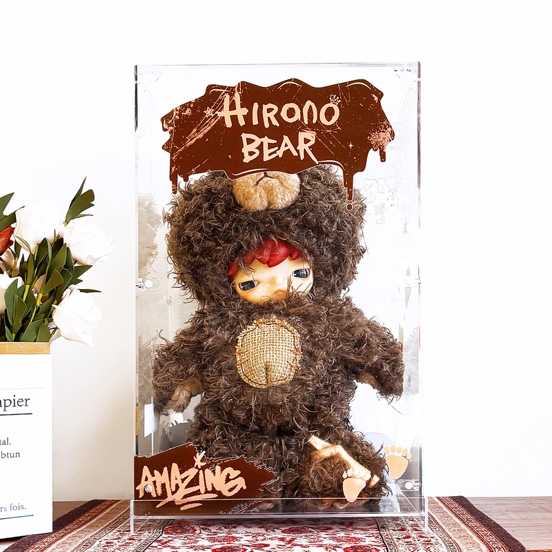 Hirono Little Bear Vinyl Plush Doll Acrylic Display Box Transparent Storage Box Dustproof Hirono Little Bear Vinyl Plush Doll Acrylic Display Box Transparent Storage Box Dustproof