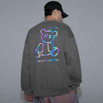 it neith BIAS Tide brand round neck sweater men loose casual reflective colorful print T-shirt letter long sleeve