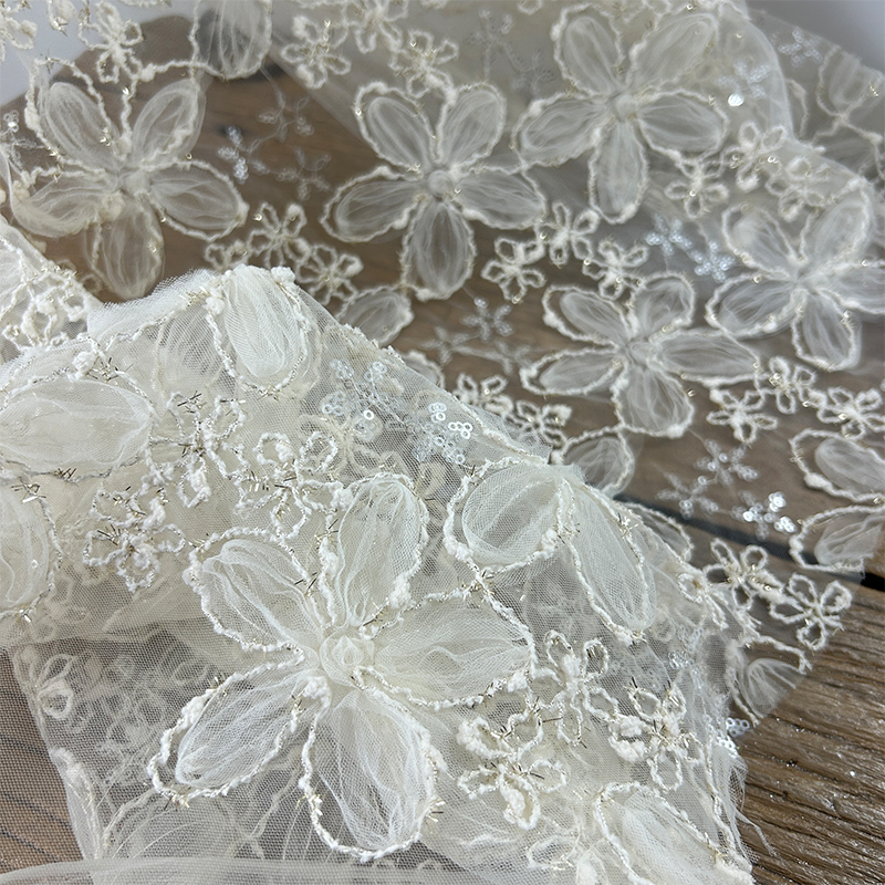 Creative Three-Dimensional Embroidery Thread, Sequin Mesh Fabric, Various Special Craft Lace Mesh Fabric for Clothing Design