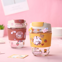 Net red high color glass cup double drinking cup drinking cup girl heart and Martin cup students lovely