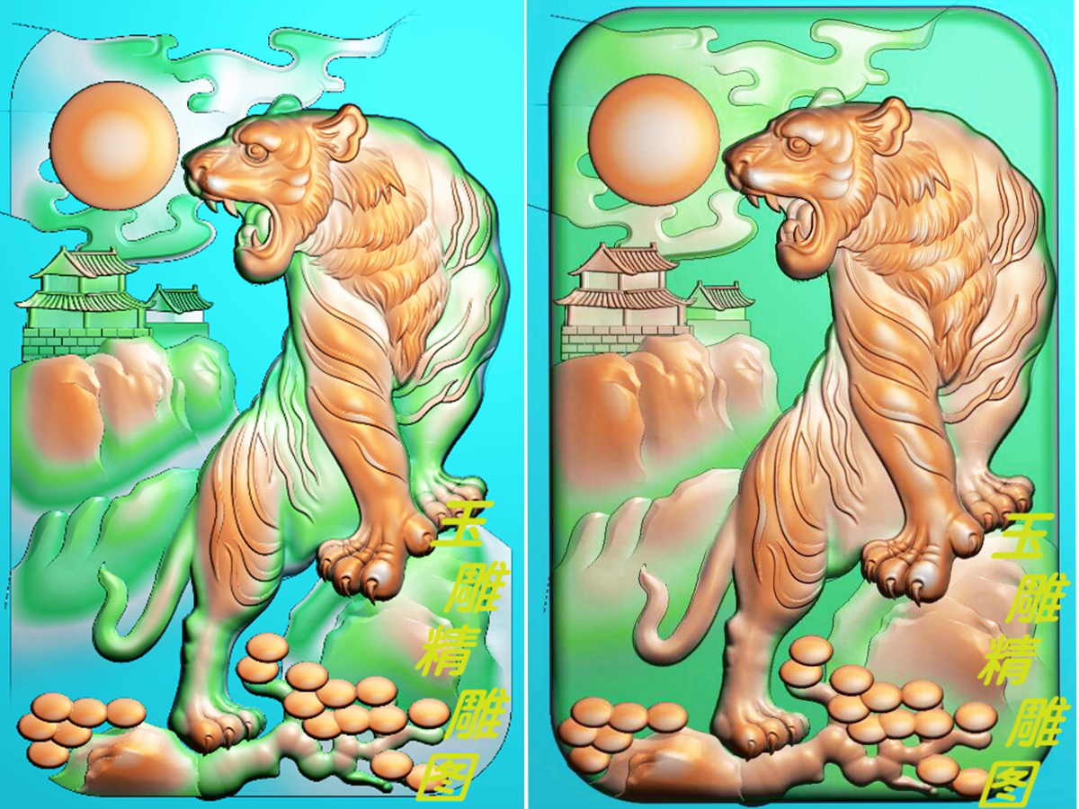 Fine carving on the mountain tiger hang piece of mountain tiger jdp relief figure of the jade sculpture piece of computer engraving