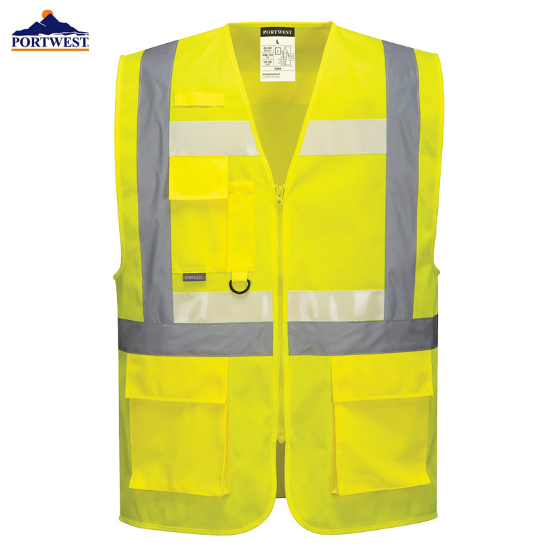 Portwest Triple Reflective Technology Highly Visible Vest Zip Vest Protection Safe Breathable Long Sleeve