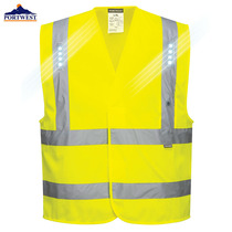 Portwest Highly Visible Protective Worker High Power Vest with LED High Reflective Vest Breathable Safety Jacket M