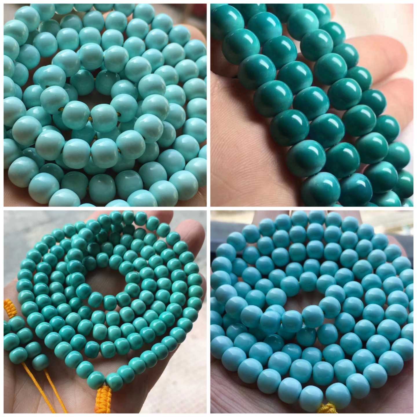 Pin Xuan Ge raw ore turquoise hand string bracelet necklace 108 rice beads pendant loose beads DIY accessories carving ring