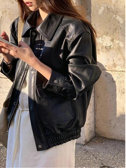 Black Short Leather Jacket for Women, 2025 Spring and Autumn New Style, Cool and Stylish, Petite Biker Style, Thickened and Vintage