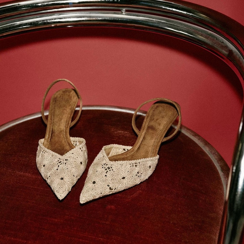 Za Pointed-Toe Embroidered Back-Strap Stiletto Heeled Mules for Women, Summer Elegant High Heels, Slimming Backless Mules to Match Skirts Za Pointed-Toe Embroidered Back-Strap Stiletto Heeled Mules for Women, Summer Elegant High Heels, Slimming Backless Mules to Match Skirts