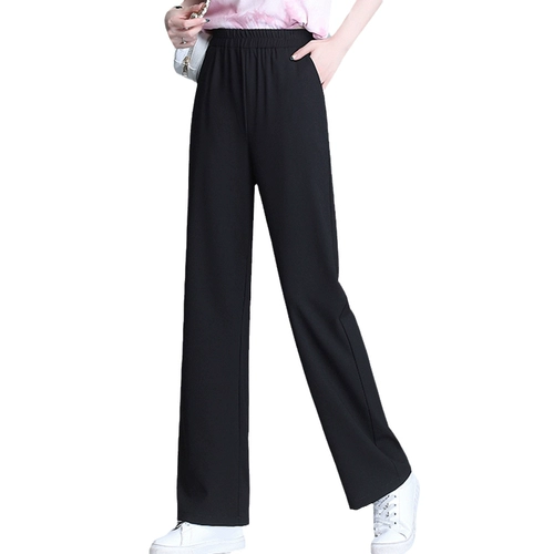 Брендовые штаны, высокая талия, свободный прямой крой