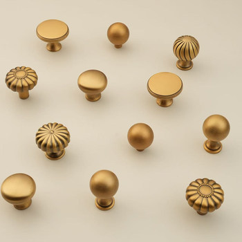 French-Style Brass Handle for Wardrobe Doors, Drawers, Cabinets, Simple Single-Hole Small Handle, Antique Retro Bronze Color