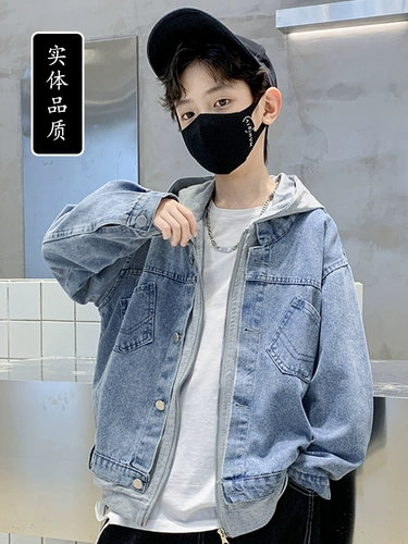 Джинсовая осенняя детская весенняя куртка для мальчиков, коллекция 2023, детская одежда, подходит для подростков, в корейском стиле, в западном стиле