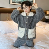 Летняя одежда, зимняя детская пижама, зимний коралловый бархатный комплект для мальчиков, увеличенная толщина, в западном стиле, коллекция 2023