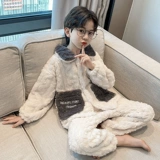 Летняя одежда, зимняя детская пижама, зимний коралловый бархатный комплект для мальчиков, увеличенная толщина, в западном стиле, коллекция 2023