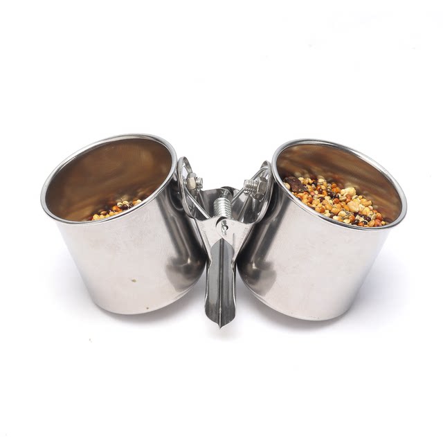 Bird supply feeder stainless steel clip cup water-filled feed box starling bird food cup parrot food tank feeder