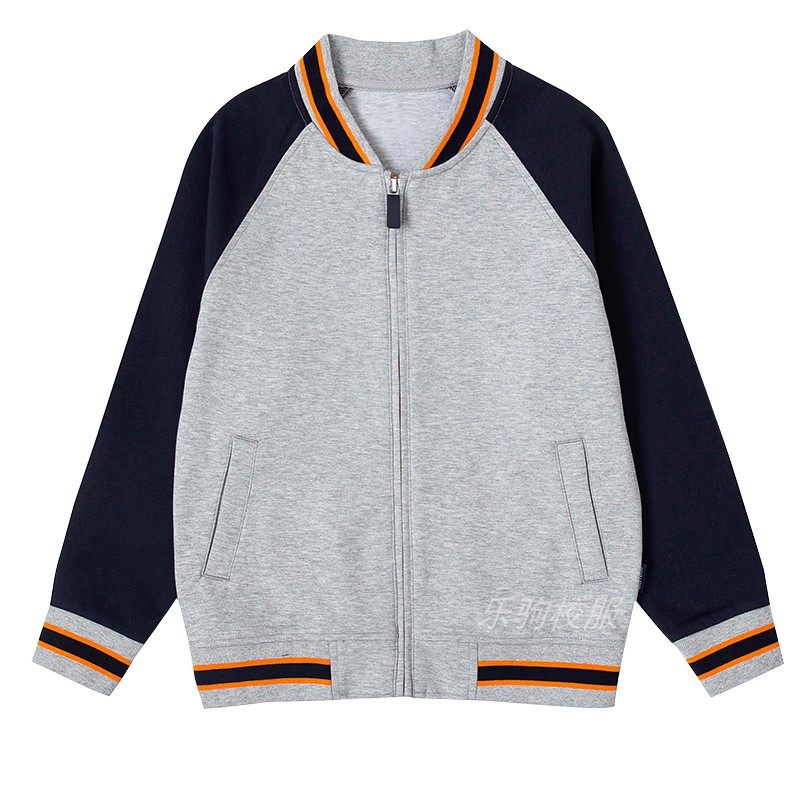 Spring and autumn air layer cotton wool cloth light grey orange yellow waist Inn baseball uniform suit student sports school uniform 17y056-Taobao