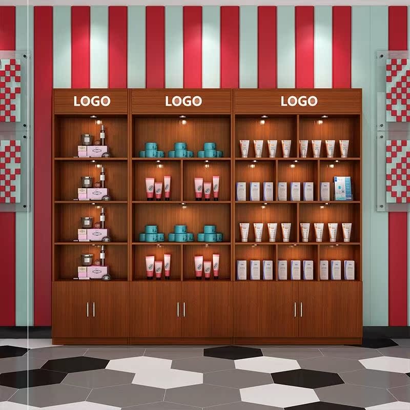New Book Cabinet Supermarket Boutique Exhibition Cabinet Skin-care Cosmetics Shelf Ornaments Supermarket Products Show Shelf Sample Container Cabinet