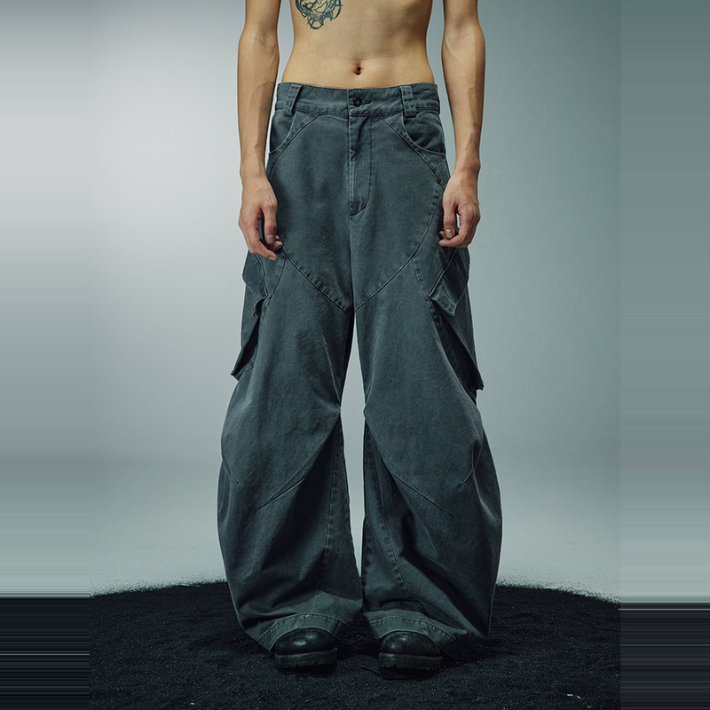 Avinmade/Sickle-Shaped Structure Washed and Distressed Loose Multi-Pocket Cargo Pants Avinmade/Sickle-Shaped Structure Washed and Distressed Loose Multi-Pocket Cargo Pants