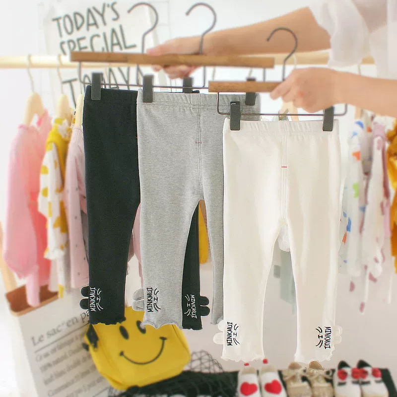 Quần legging nữ cho bé mùa xuân và mùa thu 2020 Quần cotton trẻ em mới cho bé gái nước ngoài mỏng mùa thu - Quần tây thường