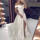 Свадебное платье атлас длинная рубашка De Soiree Simple Robe de