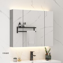 Customized stainless steel bathroom mirror cabinet with lamp toilet wall hanging mirror cabinet separate mirror box with shelf mirror