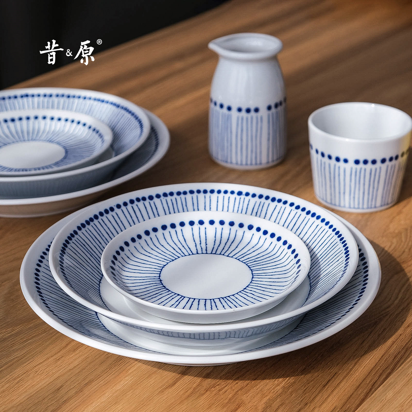 Shake original ten straw days style ceramic cutlery Meinesy Imported household bowls pan light retro hand painted wind