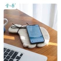 Former original snow fans polar bear felt coasters New Zealand wool handmade Japanese large pot mats