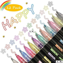 24 Colors Metallic Marker Outline Pen Glitter Colorful DIY A