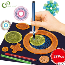 22pcs Spirograph Drawing Toy Set Interlocking Gears Wheels P