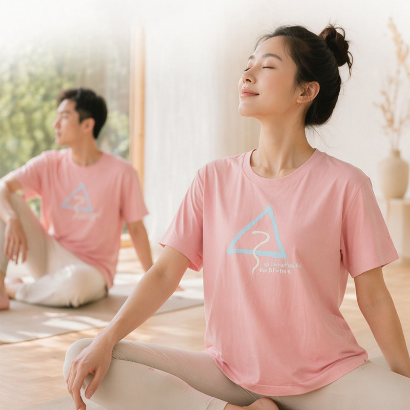 Isha Sacred Invitation Pink Short-Sleeved Shirt Sacred Encounter Pure Cotton Embroidered Comfortable T-Shirt Yoga Top for Men and Women Isha Sacred Invitation Pink Short-Sleeved Shirt Sacred Encounter Pure Cotton Embroidered Comfortable T-Shirt Yoga Top for Men and Women