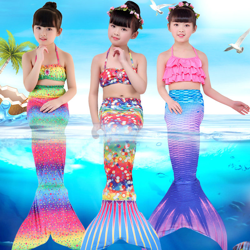 Mermaid costume mermaid tail swimsuit girls princess skirt swimsuit pants set children's hot spring split swimsuit