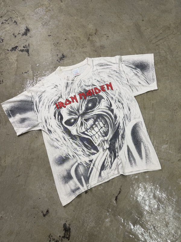 Special Edition! Small Neckline Prsmade Original Iron Maiden Vintage Tee with Full Print Special Edition! Small Neckline Prsmade Original Iron Maiden Vintage Tee with Full Print