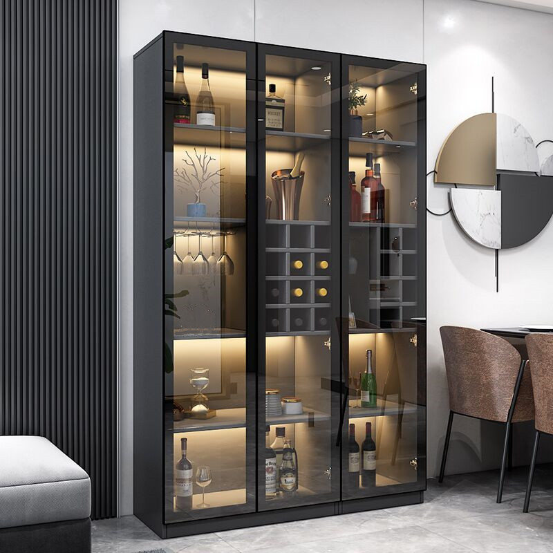 Glass wine cabinet display cabinet simple modern living room integrated wall light luxury high-end storage cabinet household small model cabinet