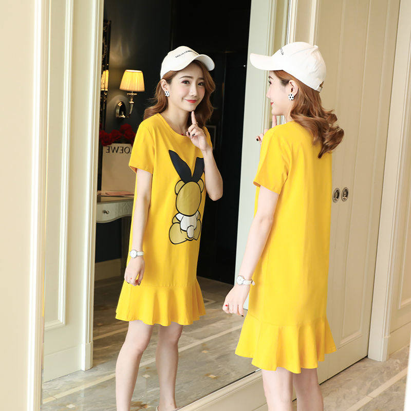 Maternity wear 2020 spring and summer Korean version new large size T-shirt women's dress net red Yang style ruffled tide top