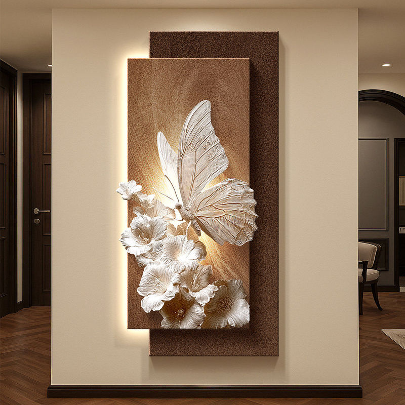 Three-Dimensional Relief Decorative Painting for the Entrance Hall, High-End Butterfly Corridor and Hallway Luminous Hanging Painting, Vintage Style Three-Dimensional Wall Art Three-Dimensional Relief Decorative Painting for the Entrance Hall, High-End Butterfly Corridor and Hallway Luminous Hanging Painting, Vintage Style Three-Dimensional Wall Art
