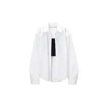 New products for early autumn] alexanderwang Alexander Wang short suspender layered buttoned shirt two-piece set
