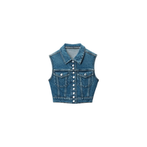 New products for autumn] alexanderwang Ms. Alexander Wang short denim motorcycle vest