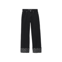 Selected 50% off] alexanderwang artificial crystal hot diamond cuffed straight jeans