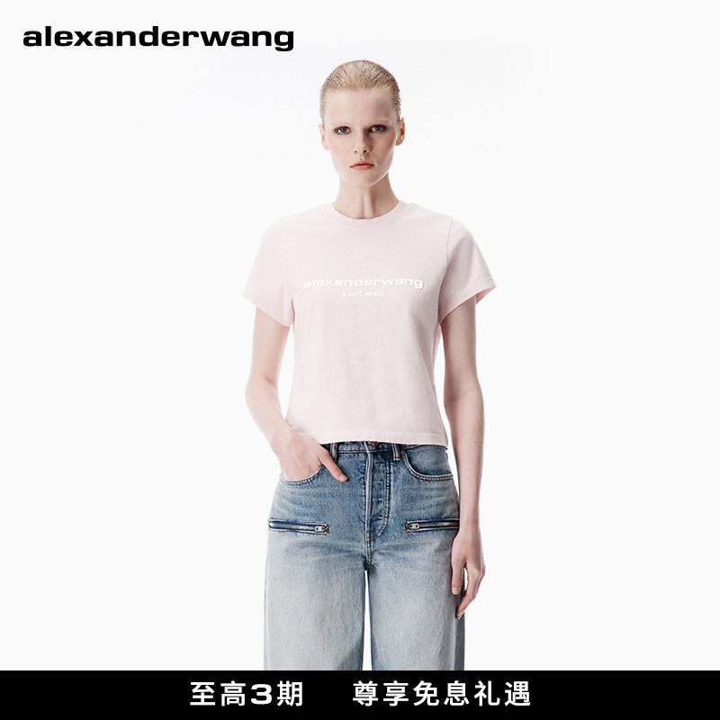 [Celebrity Style] Alexander Wang Official Women's Short Sleeve T-Shirt Top Pink
