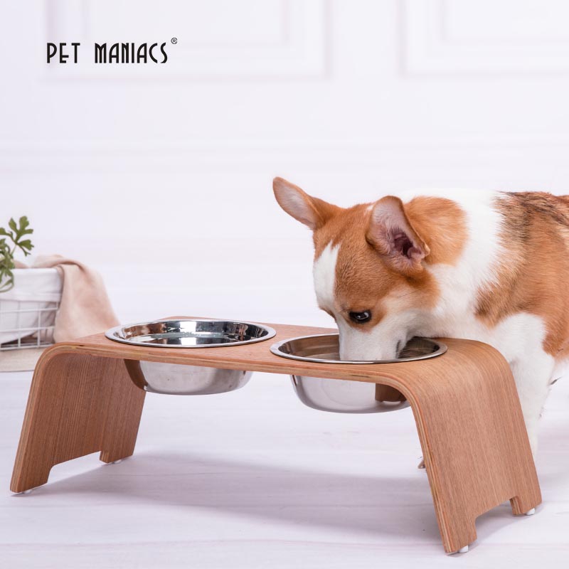 Cat bowl dog bowl ceramic stainless steel dog bowl dog double bowl one anti-overturning high-footed cat bowl dog cervical spine pet