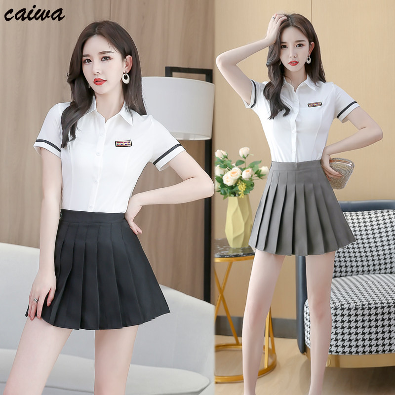Pedicure technician work clothes thin new foot bath shop foot massage work clothes slim shirt skirt set