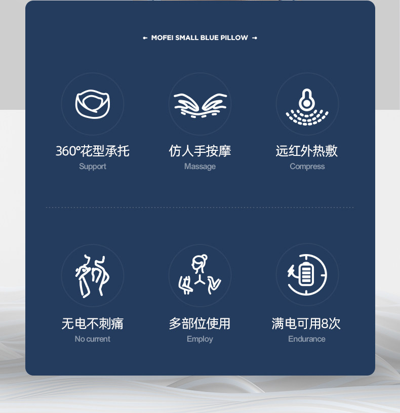 肩颈腰腿都能用,仿人手按摩+红外热敷:摩飞 颈椎背腰部多功能按摩器小蓝枕 399元包邮 值值值-买手聚集的地方