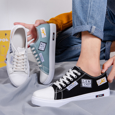 低帮帆布鞋春秋季男鞋韩版潮流百搭透气