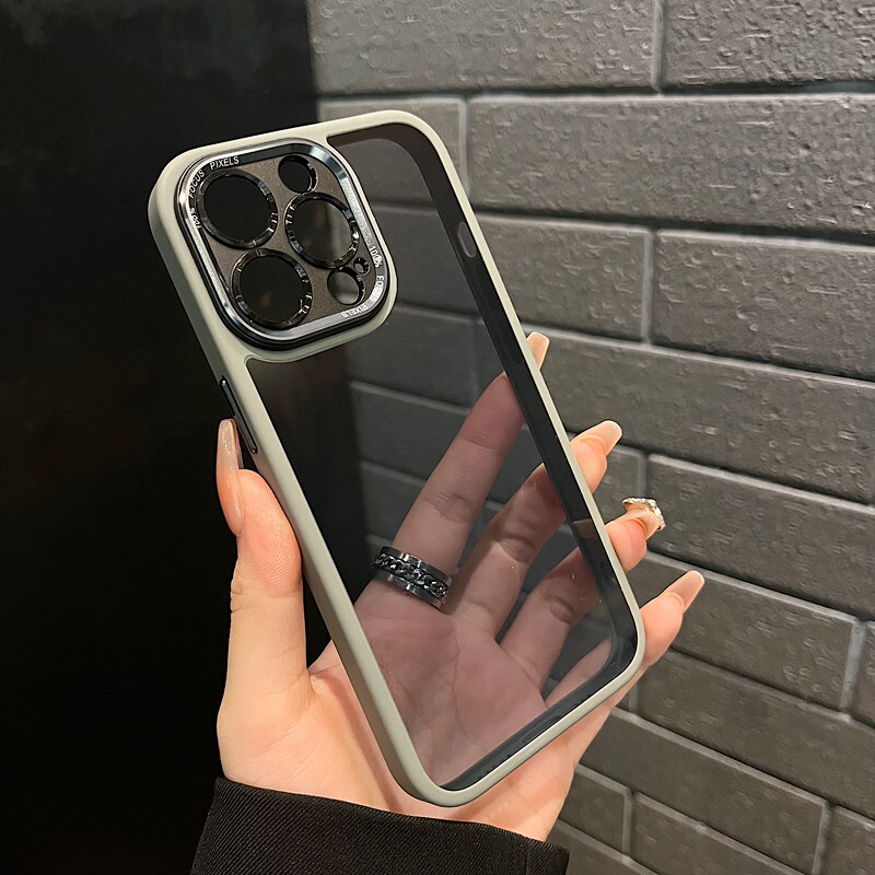 [High Quality] Lycra Metal Lens 16 Full Coverage Ip17 Suitable for Iphone15Promax Phone Case 12 Apple 14Pro Max Protective Case 13Por Anti-Fall 11 Transparent High-End Feel