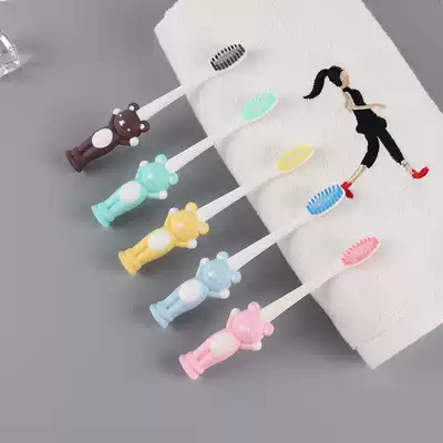 Short handle cartoon children's toothbrush(8 pcs) Soft hair 2-12 children baby silicone bamboo charcoal cleaning