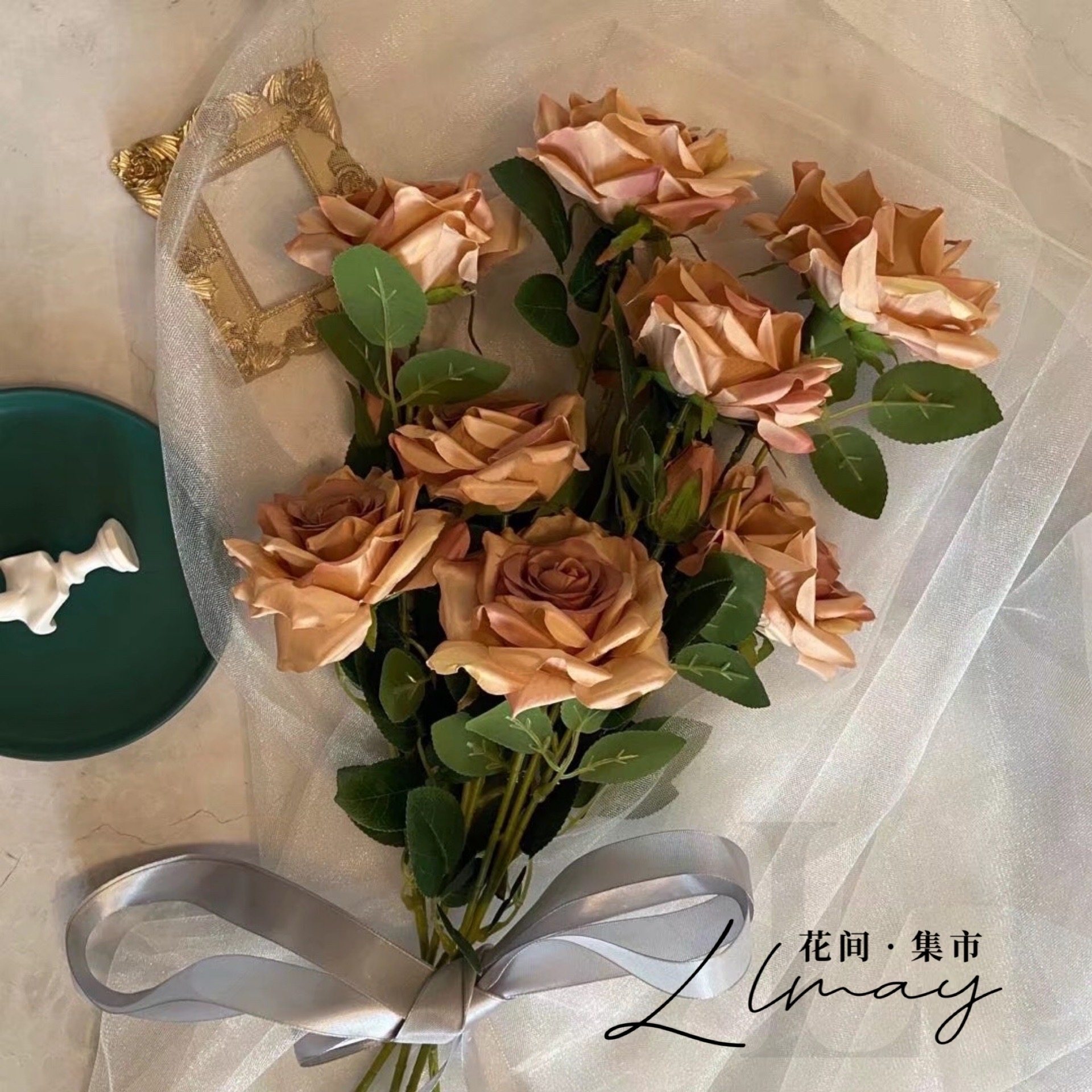 Simulation Rose Bouquet Ins Nordic Fake Flowers Floral Floral Flower Arrangement Room Living-room Furnishing Table Decoration Floral Swing Piece