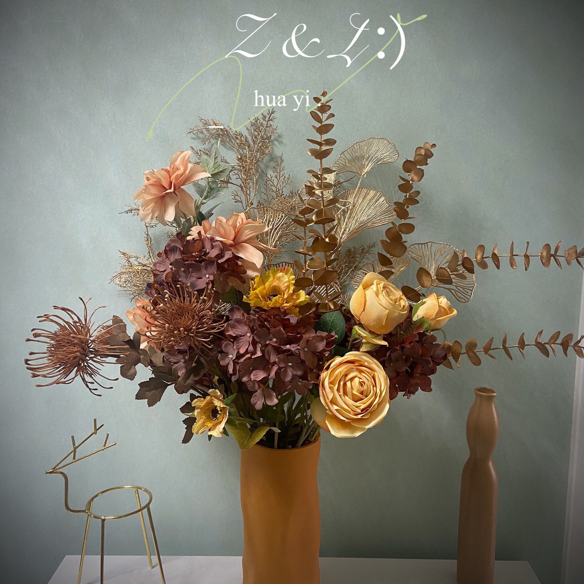 Nordic decorative bouquet light and luxurious emulated floral floral floral dining room table floral shop for display retro