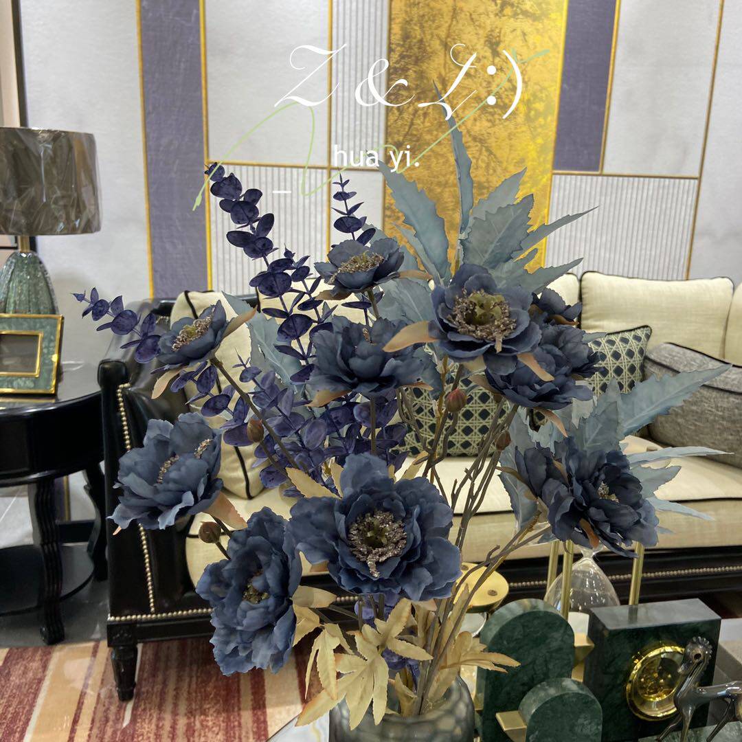 Nordic Wind Blue Emulation Bouquet Modern Desktop Floral Pendulum Ugali Fake Flowers Photo Props Pendulum Swatching Flowers