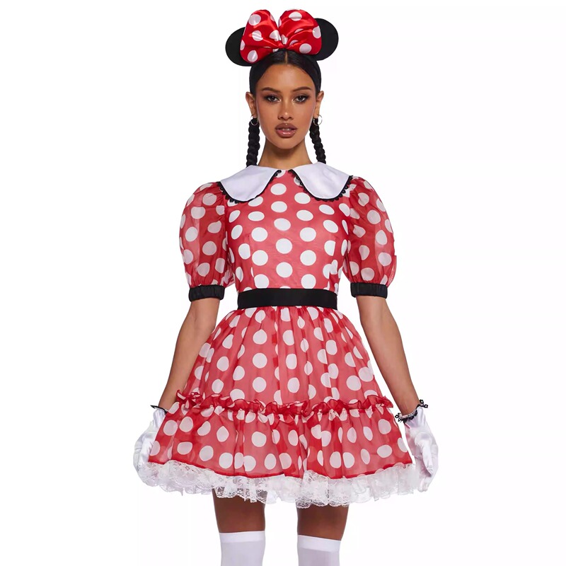 【Now】Dolls Kill Halloween Costume Minnie Mouse Cosplay Dress Polka Dot Tutu Skirt